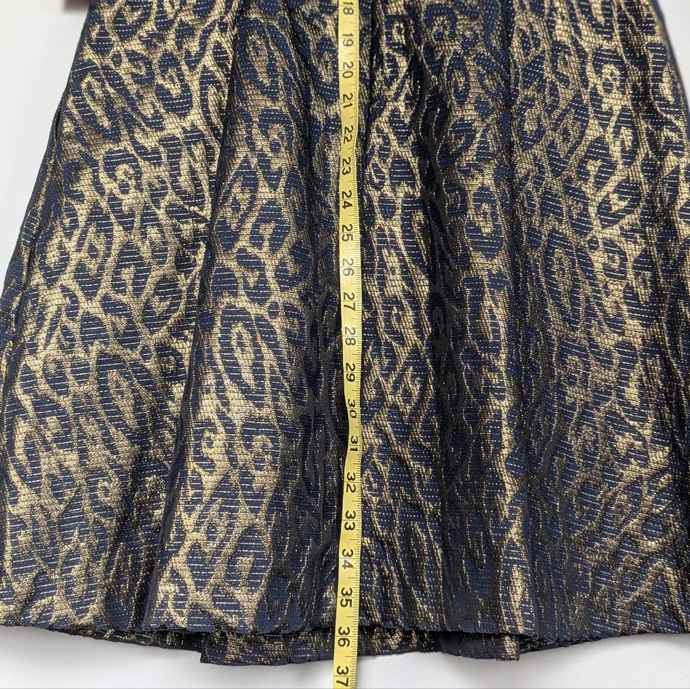 Vince Camuto Metallic Leopard Print Jaquard Fit And Flare Dress sz 12 - Picture 11 of 11